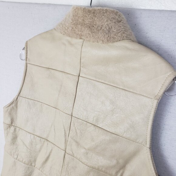 Skin Deep New Zealand Jacket Vest Lambskin Leather Shearling Quilted Cream sz M - Picture 11 of 11